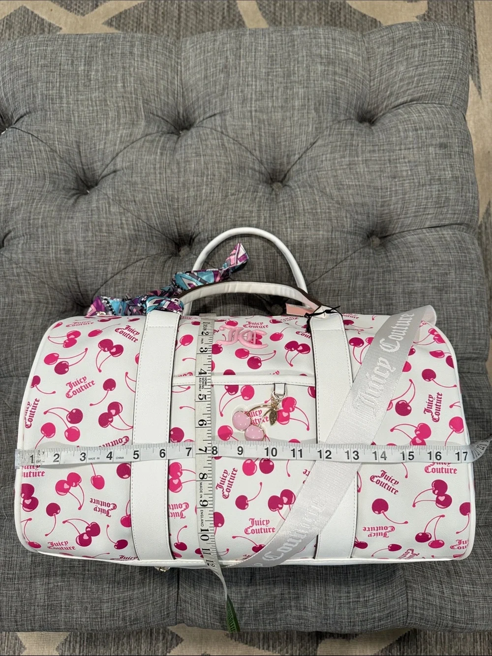 Juicy Couture Y2K Bag Pink Cherry On Top Logo Weekender Travel Duffle Bag NWT - Picture 17 of 17